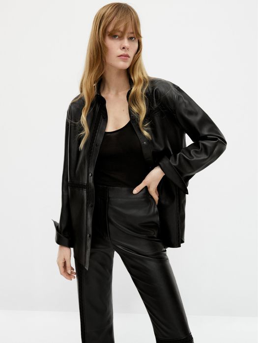 Pantaloni din piele Massimo Dutti