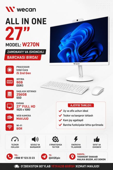 Wecan 27Monoblok  i5 8ga 256gb