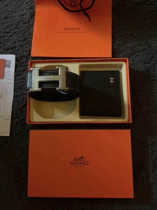 Луксозен Комплект Hermès – Мъжки Колан и Портфейл