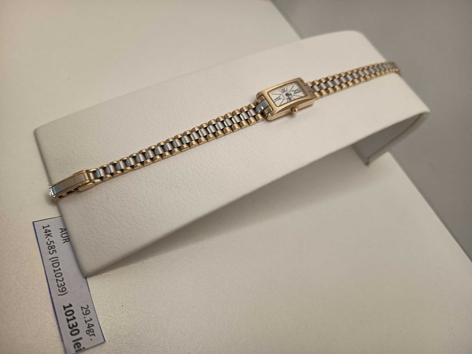 Ceas aur galben+aur alb 14 Karate Geneve Quartz (29.14 grame) ID10239