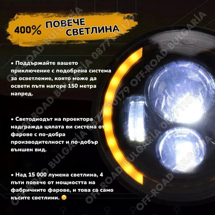 НОВ МОДЕЛ 200W LED Фарове за Lada Niva 7 инч Jeep Cherokee Wrangler