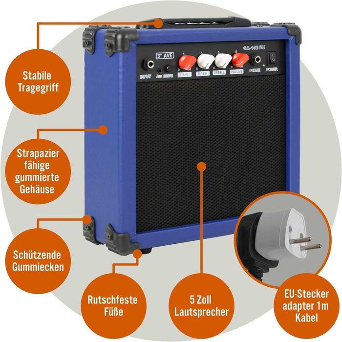 Amplificator pentru chitara 3rd Avenue de 15 W, Livrare Gratuita