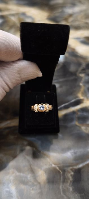 Золотое кольцо СССР с бриллиантами и топазом