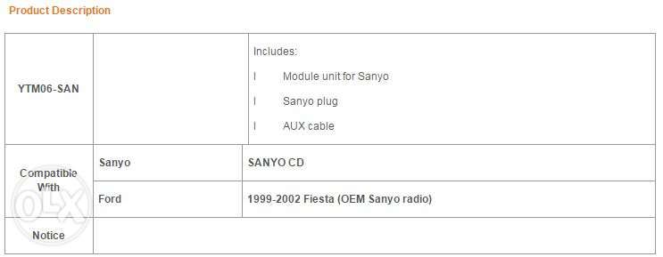 Yatour Sanyo,Ford fiesta (99-2002) Дигитален Цд чейнджър