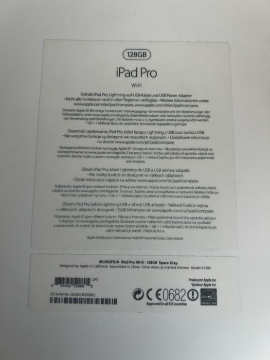 Apple iPad Pro 12.9” 128GB Wi-Fi A1584 Space Gray