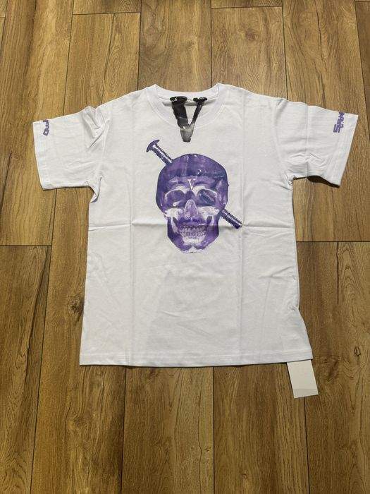 Vlone Purple Screwhead Skull White T-shirt