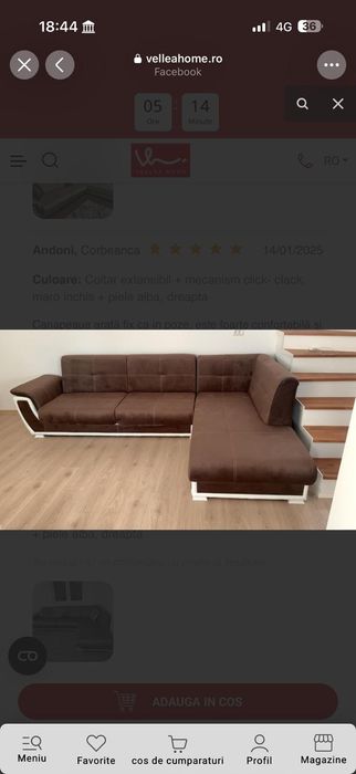 Colțar extensib și cu Lada din stofa și parțial piele Alba