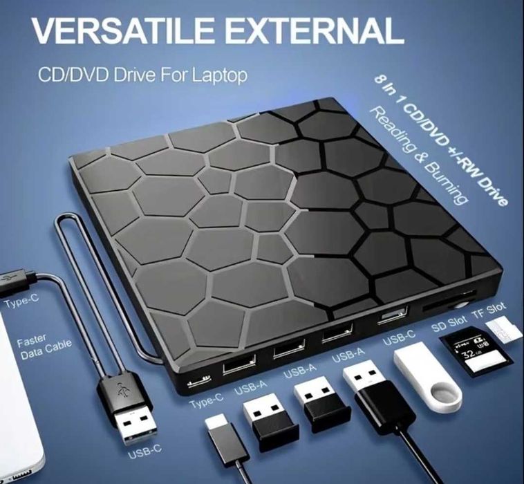 Unitate DVD externă + Hub USB – 4 porturi, card SD, USB-C