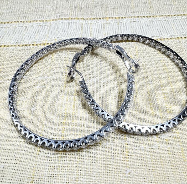 Cercei Aur alb 18k cu Diamante 8CT