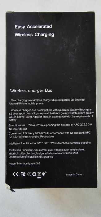 Продавам безжично зарядно за телефон и часовник