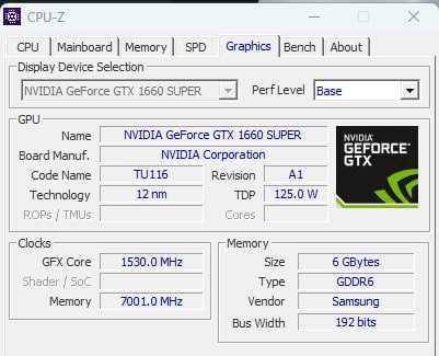 GTX 1660 Super 6GB DDR6