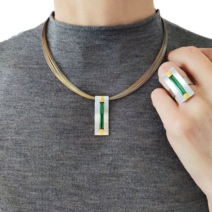 set designer Germania, platina, aur 18k, turmaline