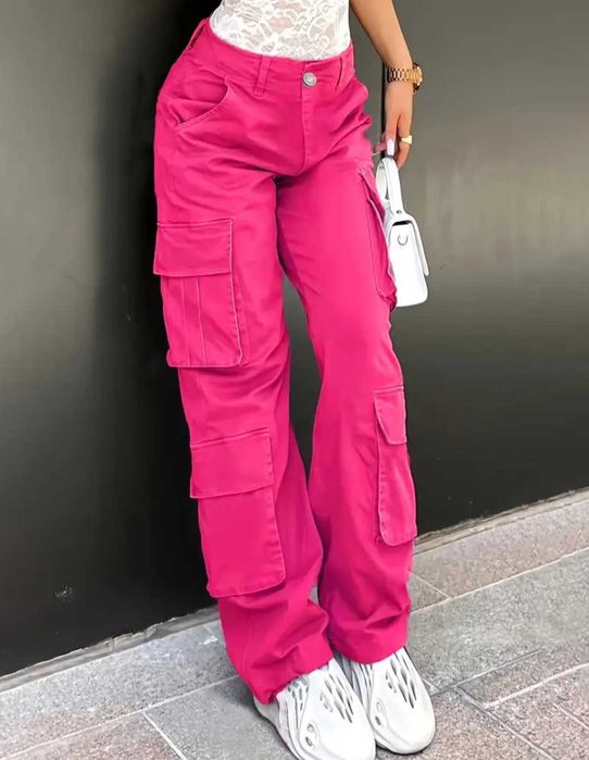 Джинсы розовые фуксия