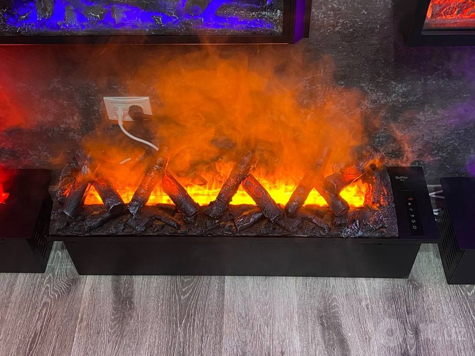 Декоративный электрокамин 1 м с паром, Bluetooth и подсветкой