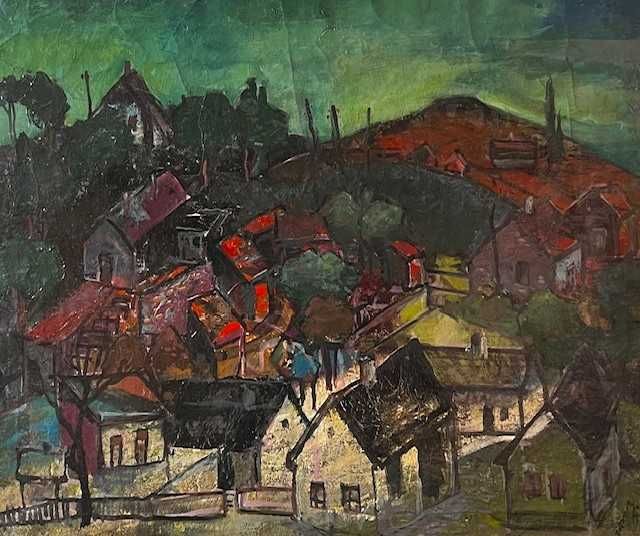 Tablou F VECHI, ul/pz, Dublu semn Mosshammer György(1911-1970) 70x50cm