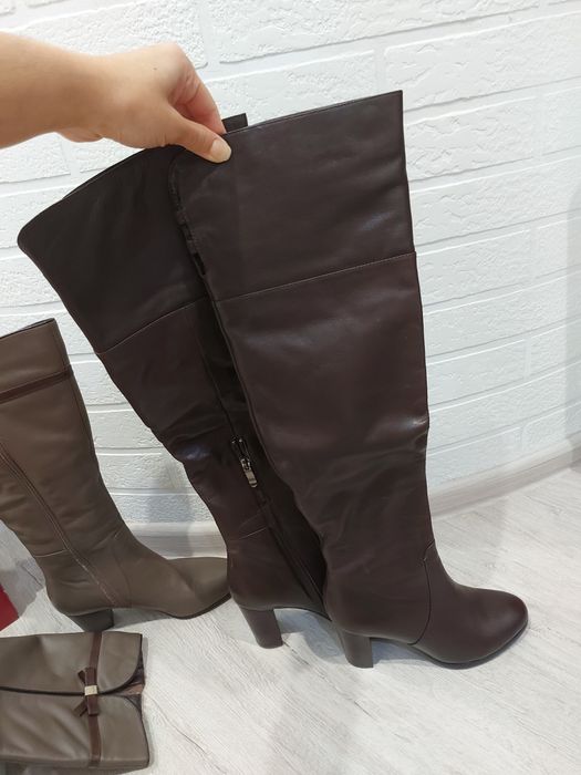 Новые ботфорты зима кожа