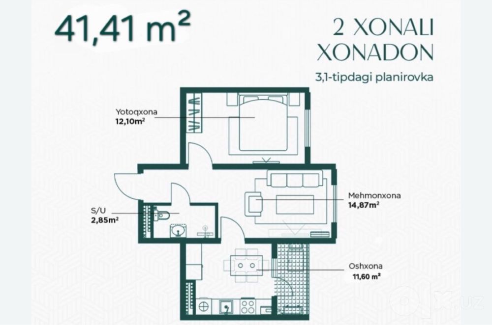 Bashkent tayyor 2xona Eng arzonga