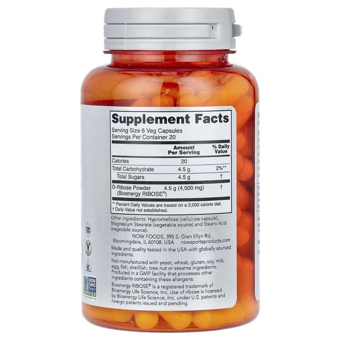 D- Рибоза, NOW , Sports, D-Ribose 750mg
