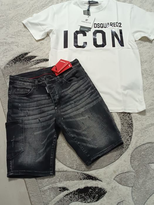 Compleu bărbați tricou și pantaloni scurți de blugi disquared