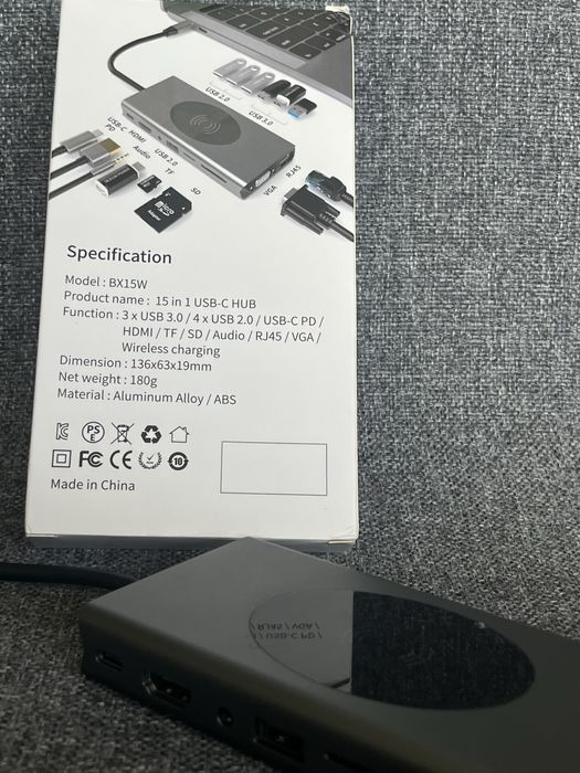 Адаптер, докинг станция 15 в 1 за MacBook