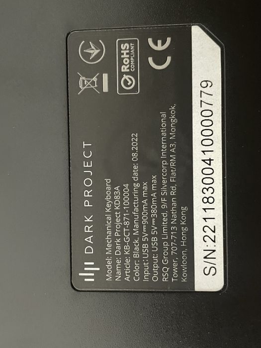 Продам клавиатуру  dark project kd 87A
