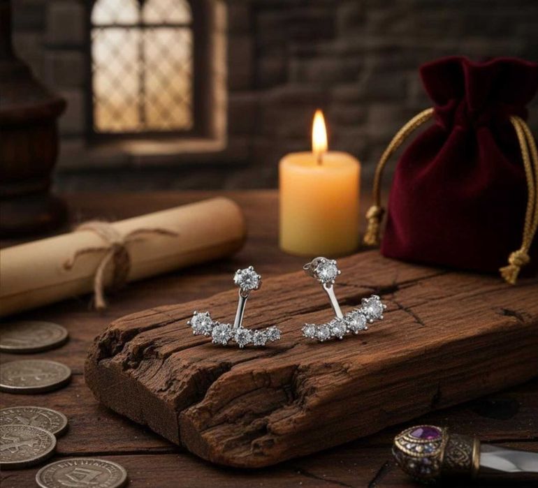Сребърни обеци с цирконий