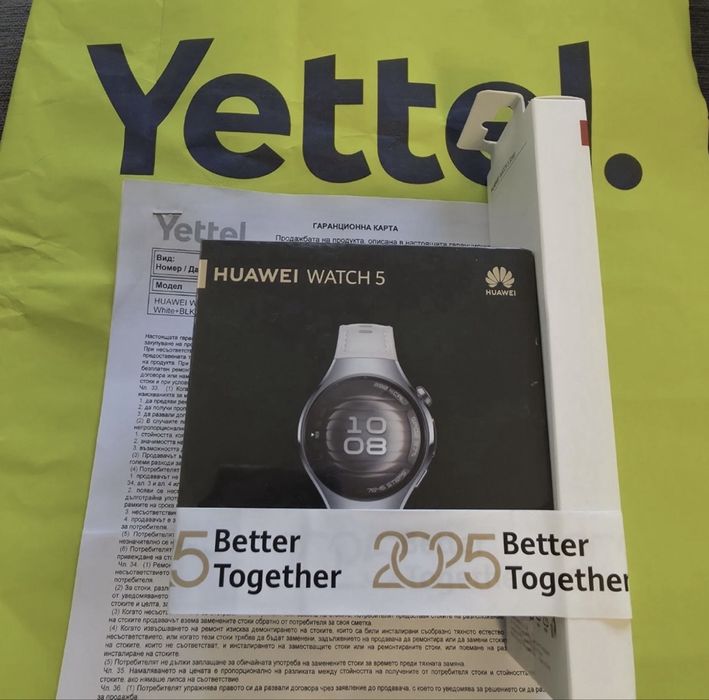 ЗАПЕЧАТАН 42mm Huawei Watch 5 Yettel Гаранция 2027г. White / Бял