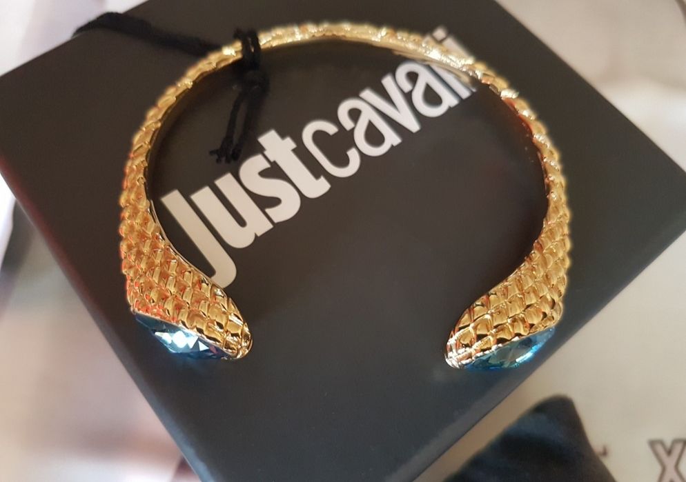 Just Cavalli дамска позлатена гривна със сини топази