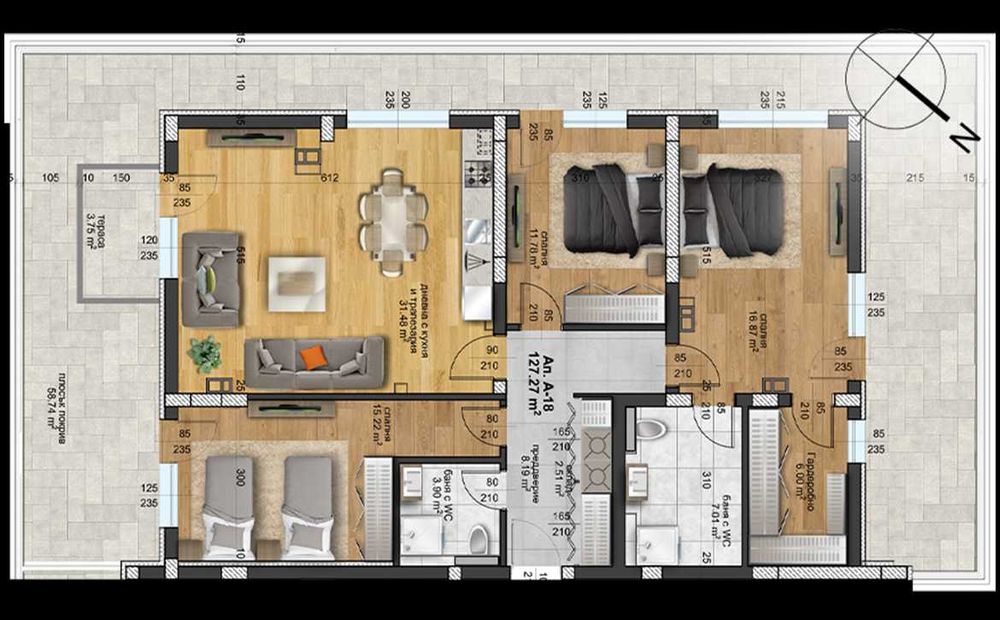 МНОГОСТАЕН Апартамент | 144кв.м | Regatta Park West 2