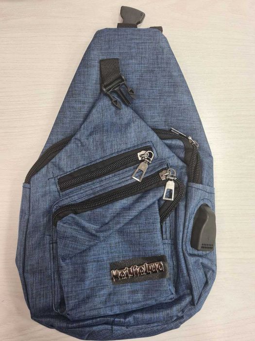 Мужская барсетка сумка цвет синий джинсовый материал очень хороший