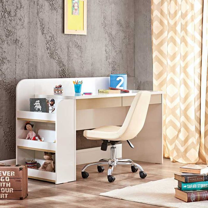 Детско бюро с етажерка JOYIN – с 2 чекмеджета и USB + Type-C портове