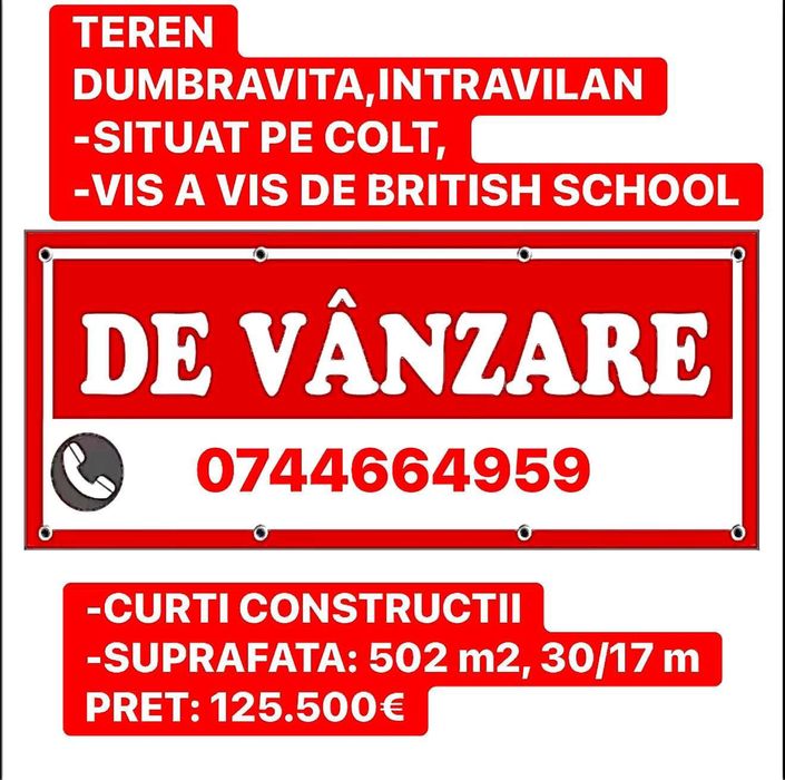 Teren De  Vanzare -Dumbravita, intravilan