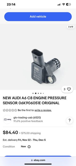Датчик Audi Boost Pressure Sensor 06K906051E