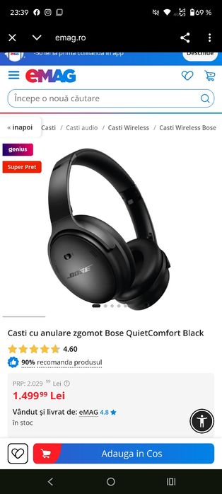 Căștile wireless Bose QuietComfort Black . produs nou