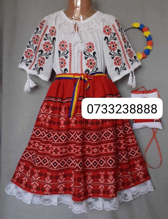 Costum popular pentru copii marimea 7 ( 8-9-10ani)