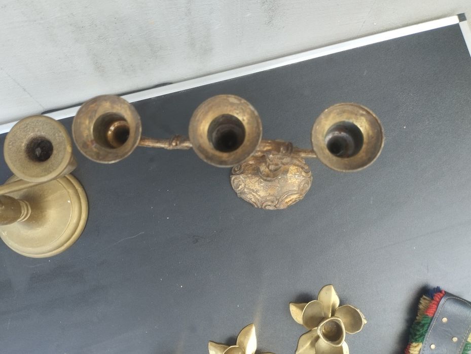 Месингов свещник 3ка, месингов свещник единична , швейцарска хлопка