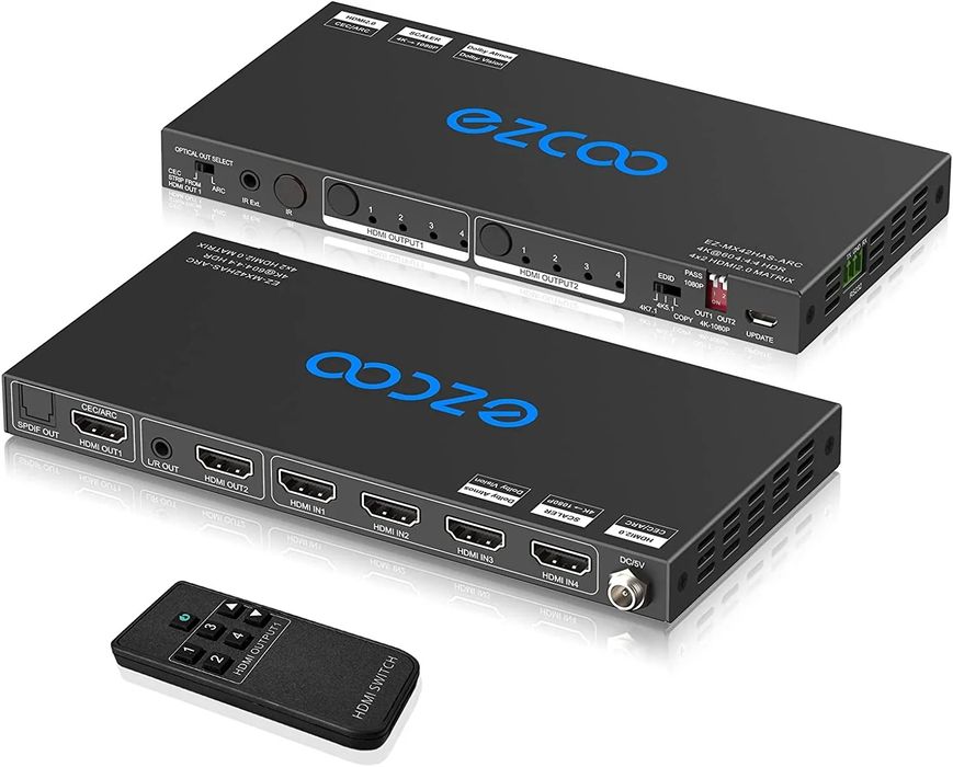 HDMI Matrix 4x2 ARC 4K 60Hz HDR CEC HDMI матрица Switch 4 In 2 Out IR Remote ezcoo