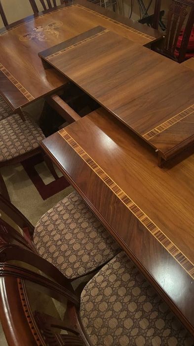 Стол-трансформер из чинарного дерева + 12 стульев