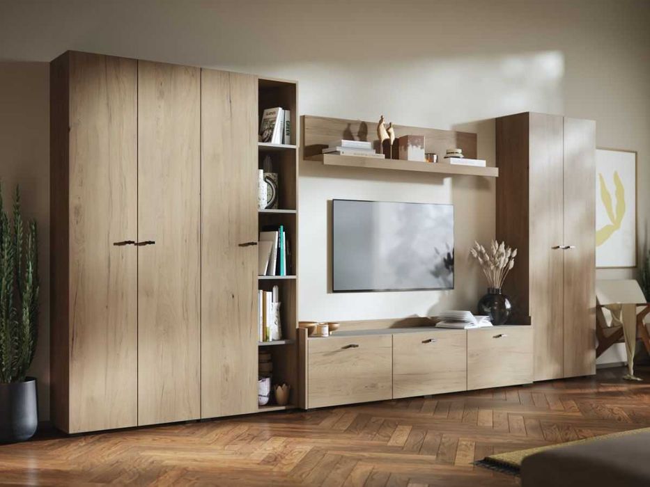 Living Silensia C2 DUO – Mobila sufragerie aspect lemn / bej
