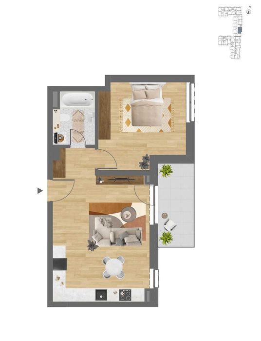Citius | 2 camere, etaj 4, Est, nZEB, parcare inclusă | Cesiune | PF