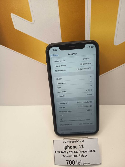 Iphone 11 128GB Black/Neverlocked/Baterie: 80% ID9540