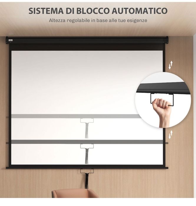 Прожекционен екран 100 инча, HOMCOM, формат 4:3, 203x152см