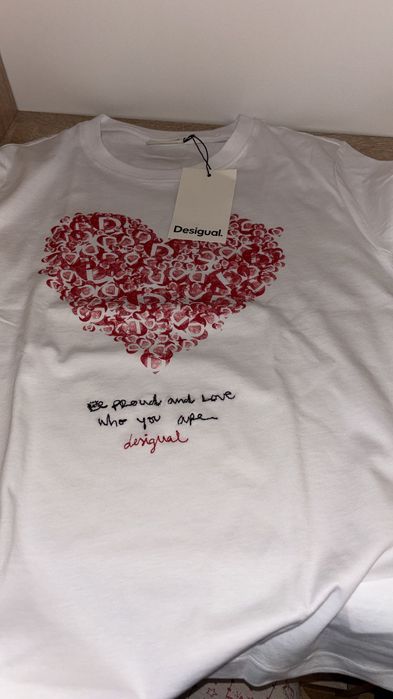 Tricou Desigual red heart NoU original
