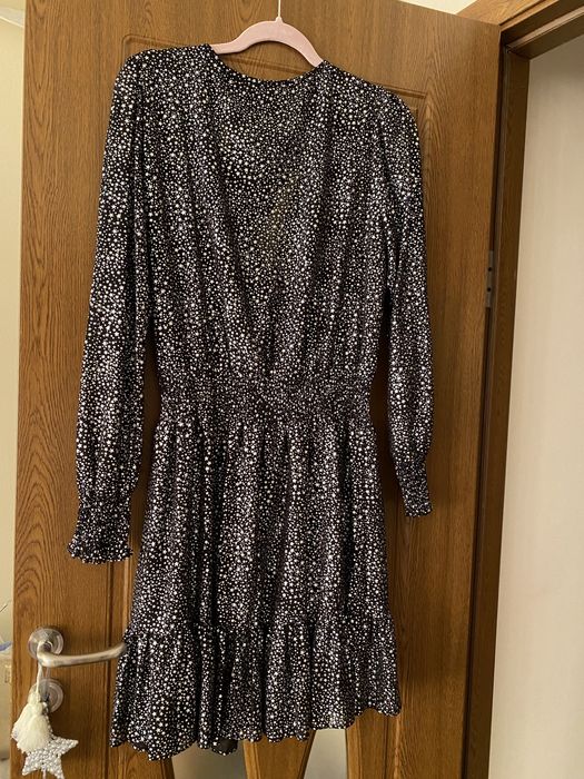 Rochie bluemarin din voal cu stele arginti