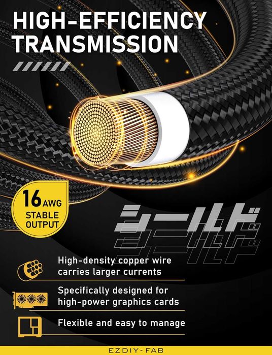 Cablu prelungitor GPU EZDIY-FAB Shield PCIE 5.1 ​​90 grade 12V-2×6,RVS