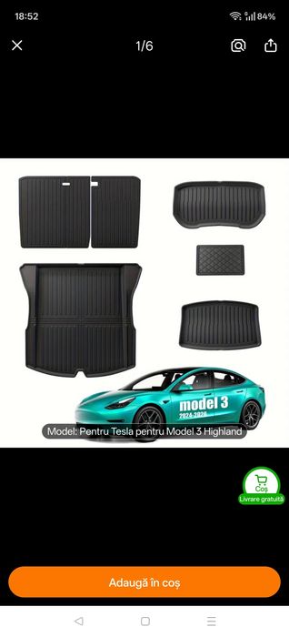 Tesla model 3 set  covorase protectie podea din  piele alba