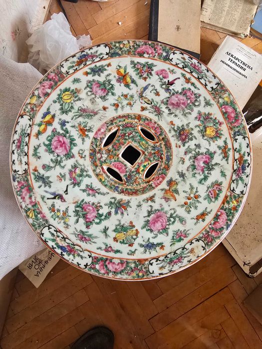 Китайски керамичен хoкер / табуретка – ръчно рисуван, ориенталски стил