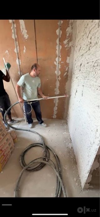 Rodband apparatda, машинная штукатурка, tajribali suvoq usta