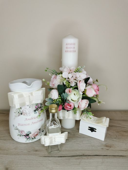 Lumanare botez. Carafa botez. Cutie pentru par