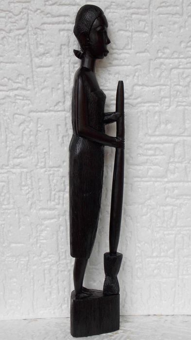 Statueta abanos 39 cm sculptura lemn,arta veche africana,figurina